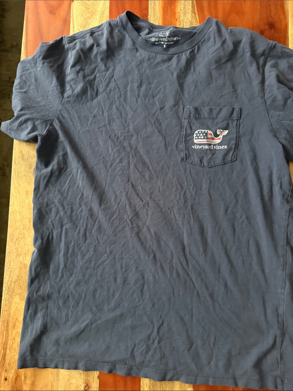 Vineyard Vines Navy Short-Sleeve Pocket Tee with Whale Logo